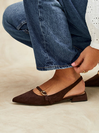 Align Brown Faux Suede Ballet Flats
