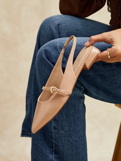 Align Nude Faux Leather Ballet Flats