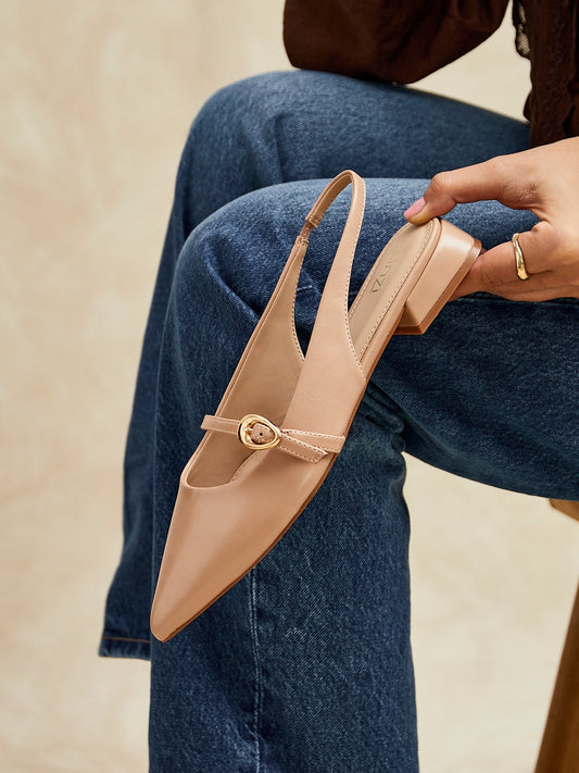 Align Nude Faux Leather Ballet Flats