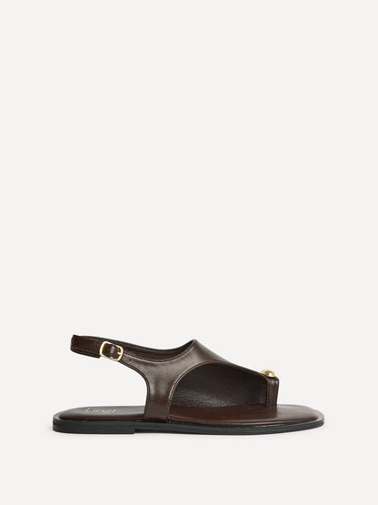 Alina Brown Flat Sandals