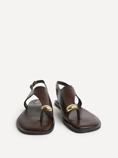 Alina Brown Flat Sandals