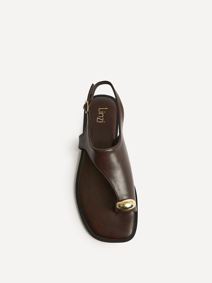 Alina Brown Flat Sandals