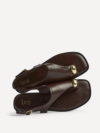 Alina Brown Flat Sandals