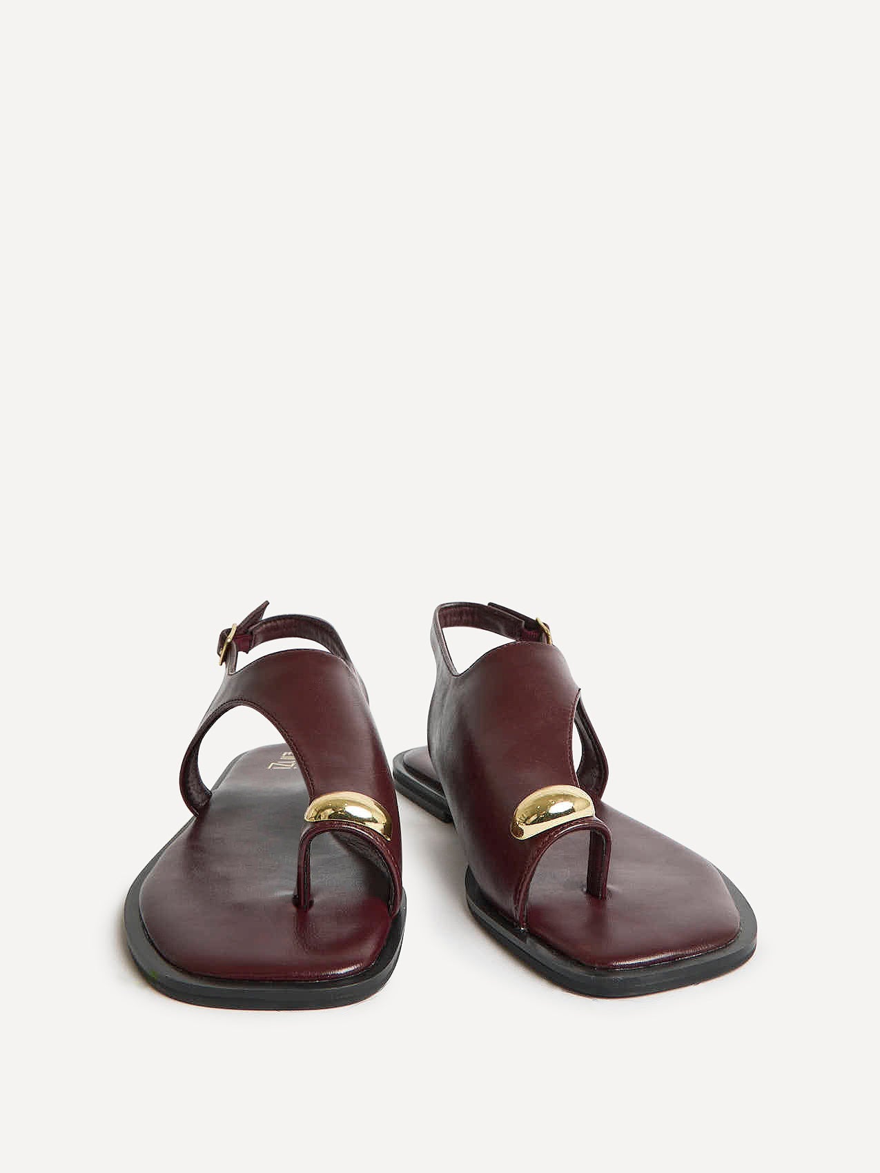 Alina Burgundy Flat Sandals