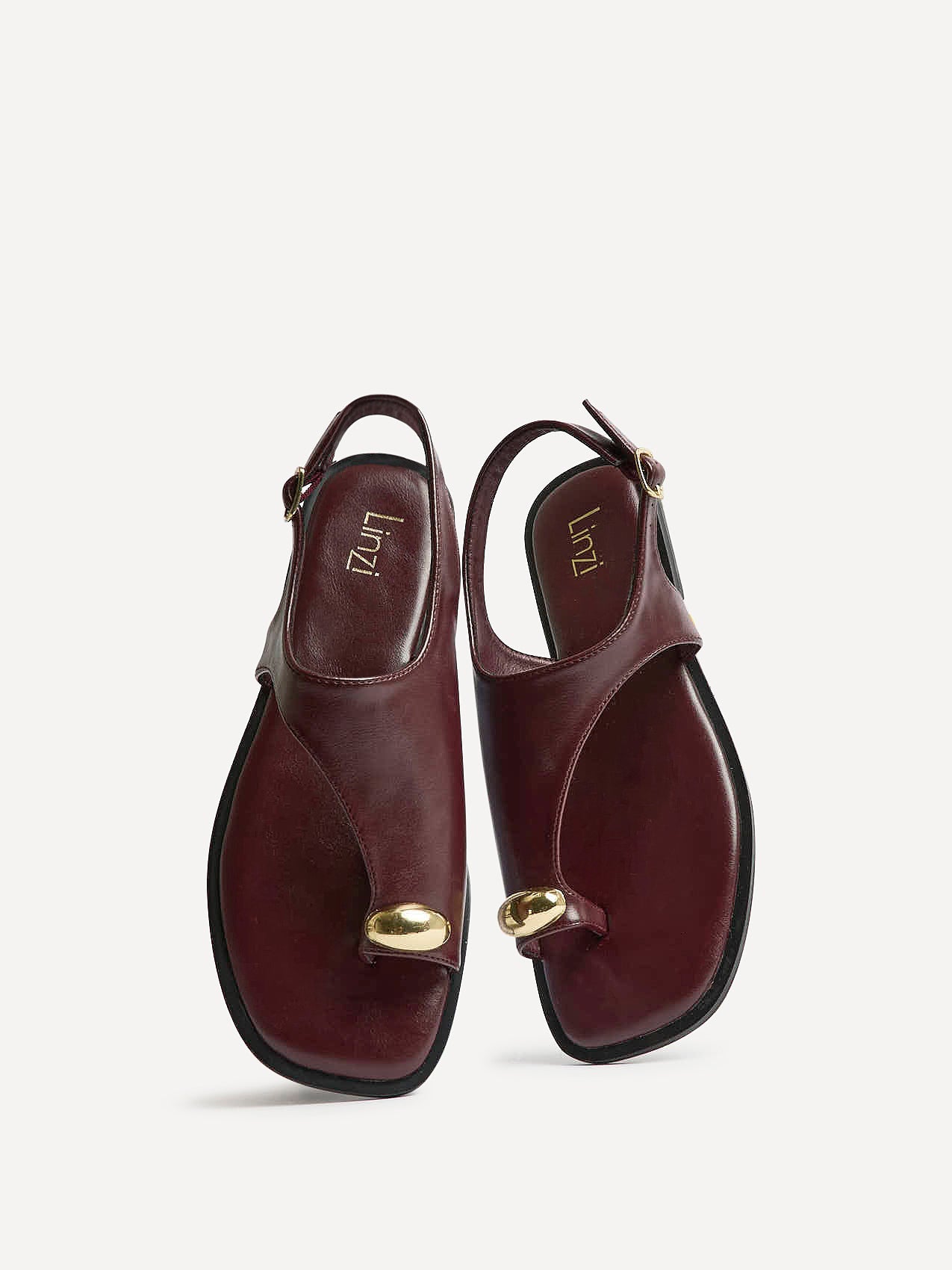 Alina Burgundy Flat Sandals