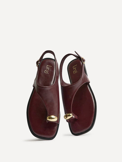 Alina Burgundy Flat Sandals