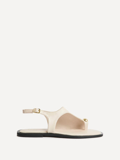 Alina Ivory Flat Sandals