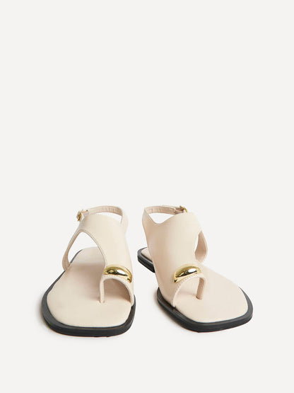 Alina Ivory Flat Sandals