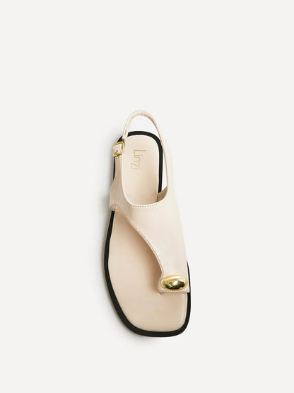 Alina Ivory Flat Sandals
