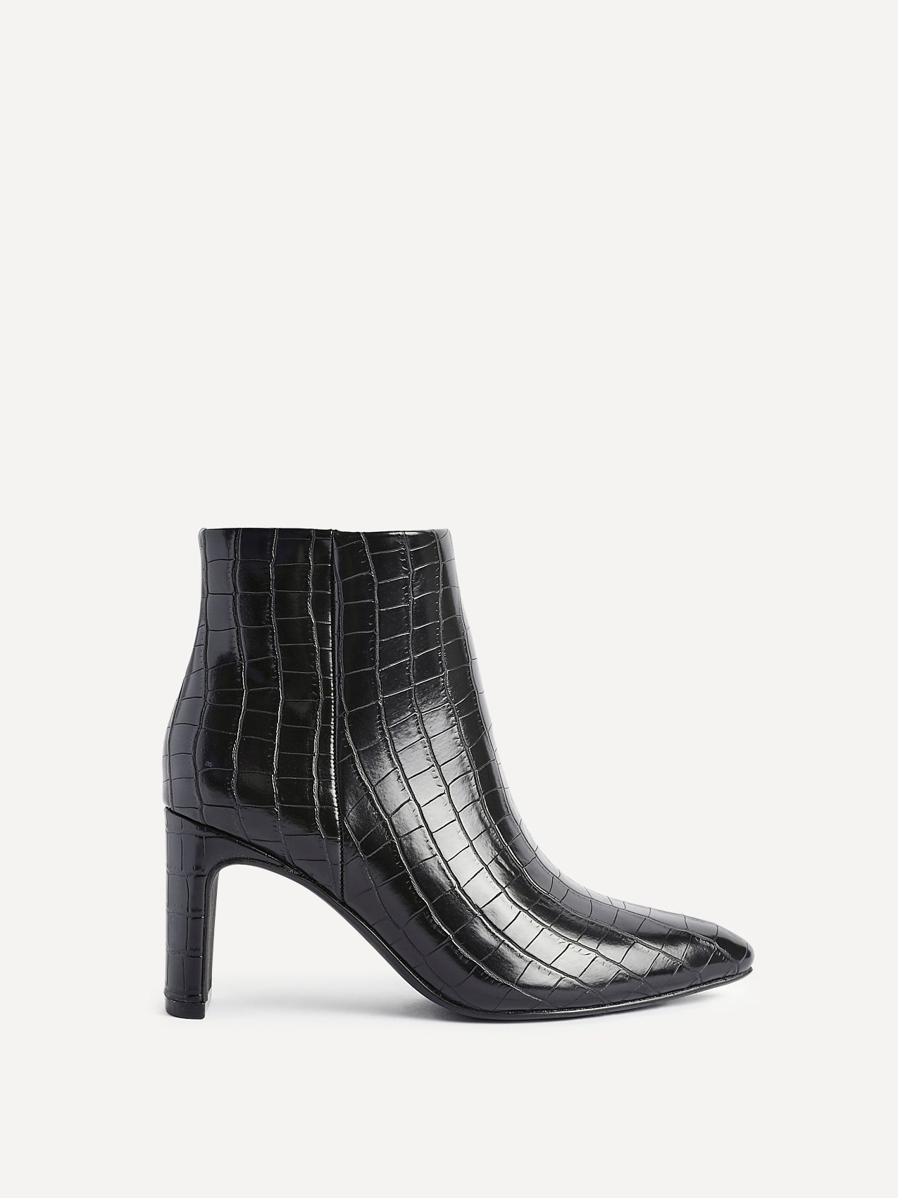 Alisha Black Faux Leather Heeled Ankle Boot