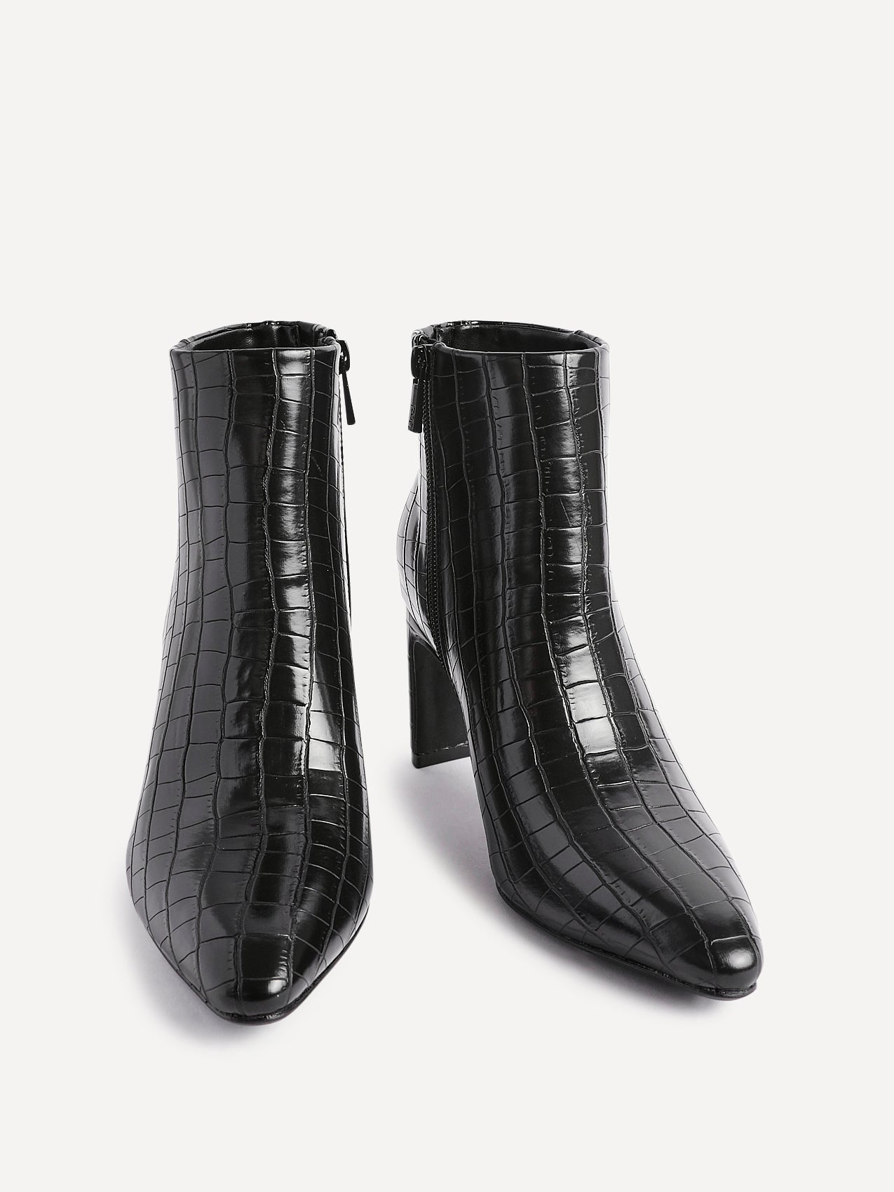 Alisha Black Faux Leather Heeled Ankle Boot