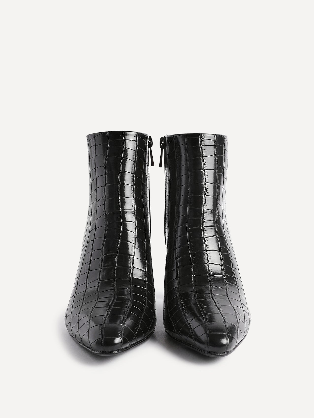 Alisha Black Faux Leather Heeled Ankle Boot