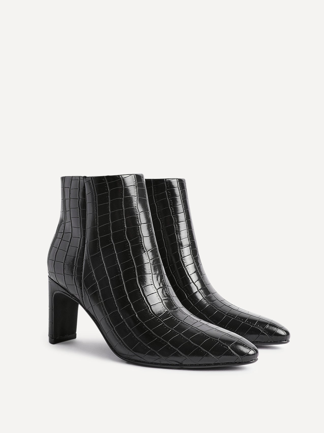 Alisha Black Faux Leather Heeled Ankle Boot