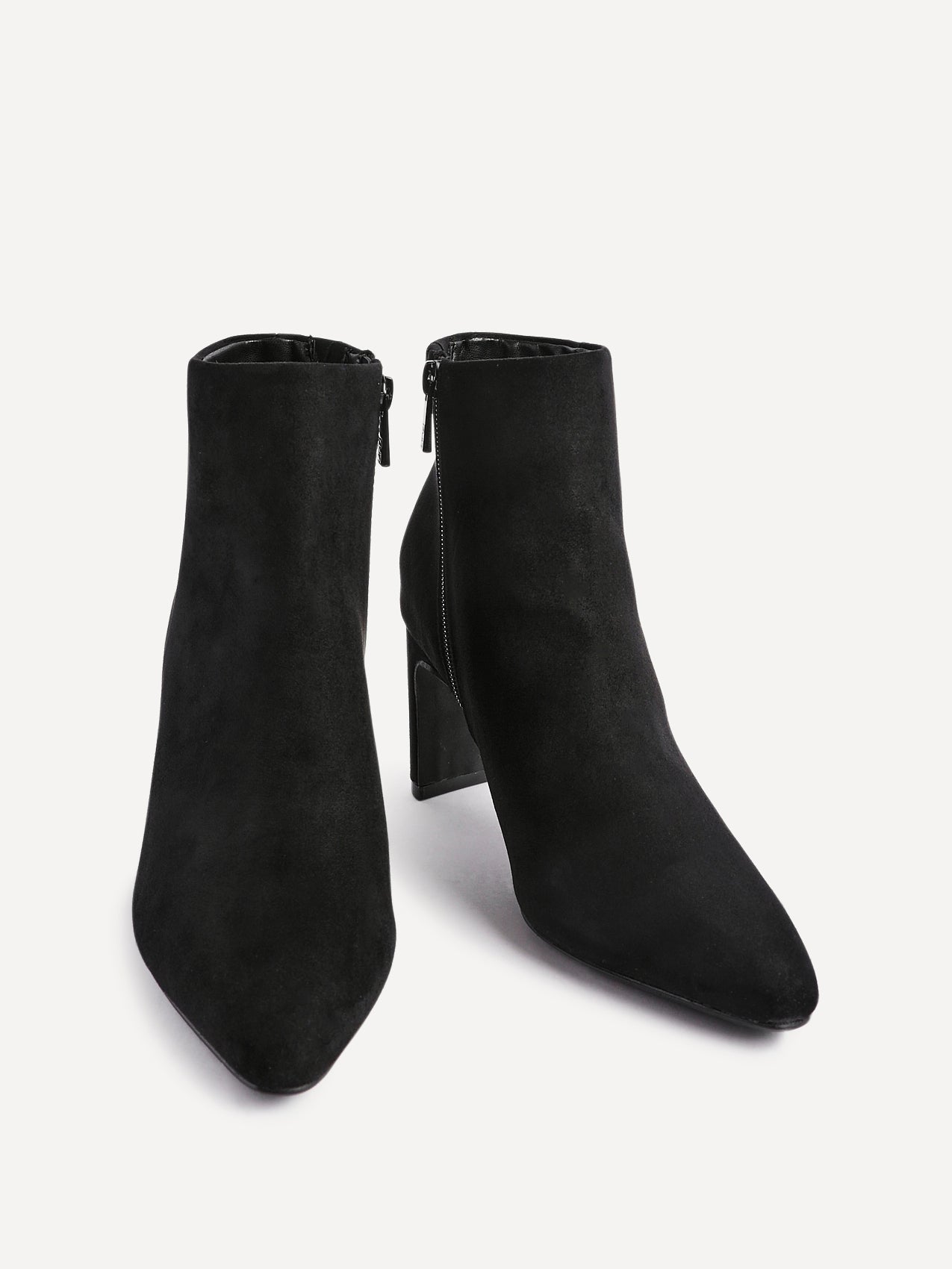 Alisha Black Faux Suede Heeled Ankle Boot