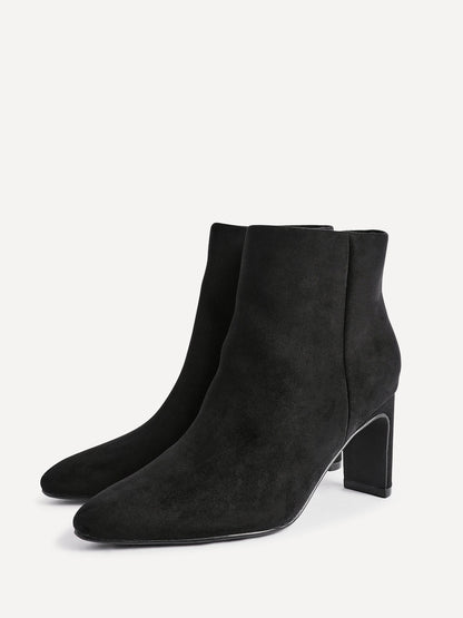 Alisha Black Faux Suede Heeled Ankle Boot