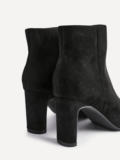 Alisha Black Faux Suede Heeled Ankle Boot