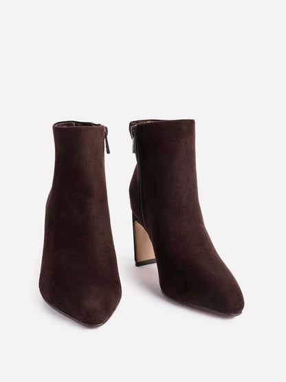 Alisha Brown Faux Suede Heeled Ankle Boot