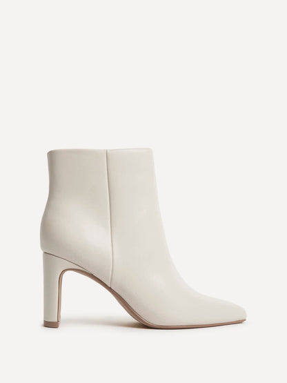 Alisha Ivory Faux Leather Heeled Ankle Boot