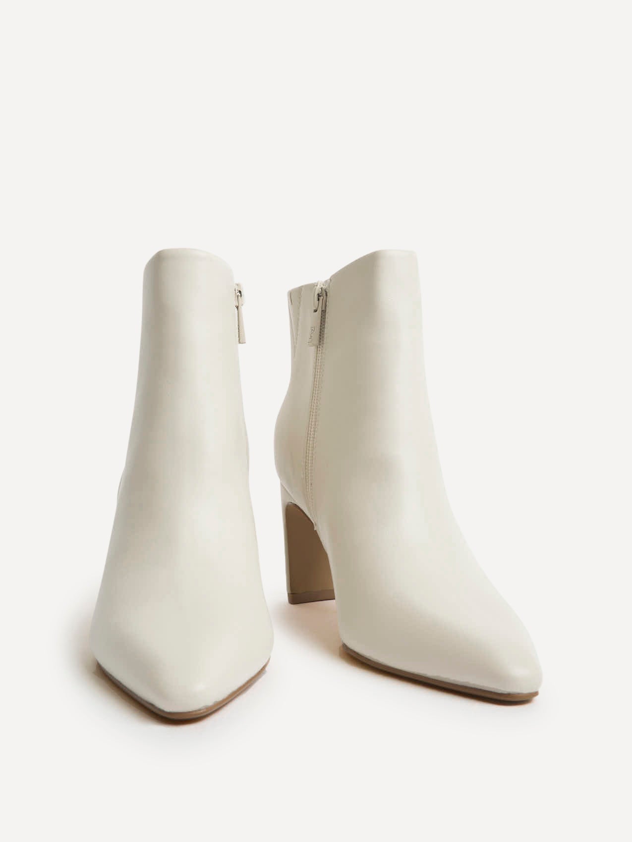 Alisha Ivory Faux Leather Heeled Ankle Boot