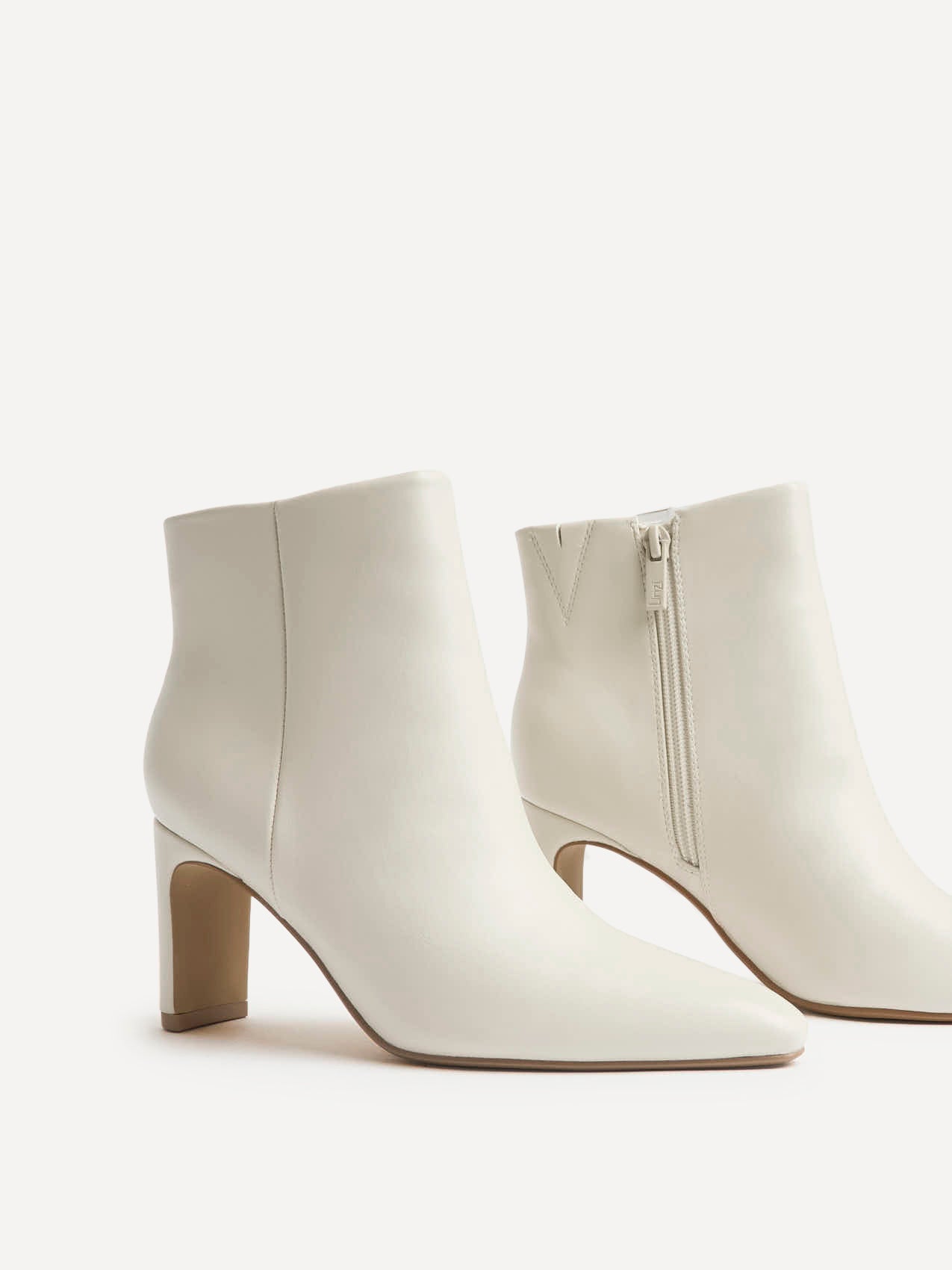 Alisha Ivory Faux Leather Heeled Ankle Boot