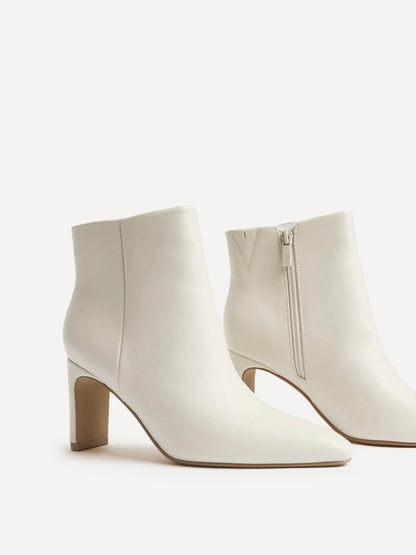 Alisha Ivory Faux Leather Heeled Ankle Boot