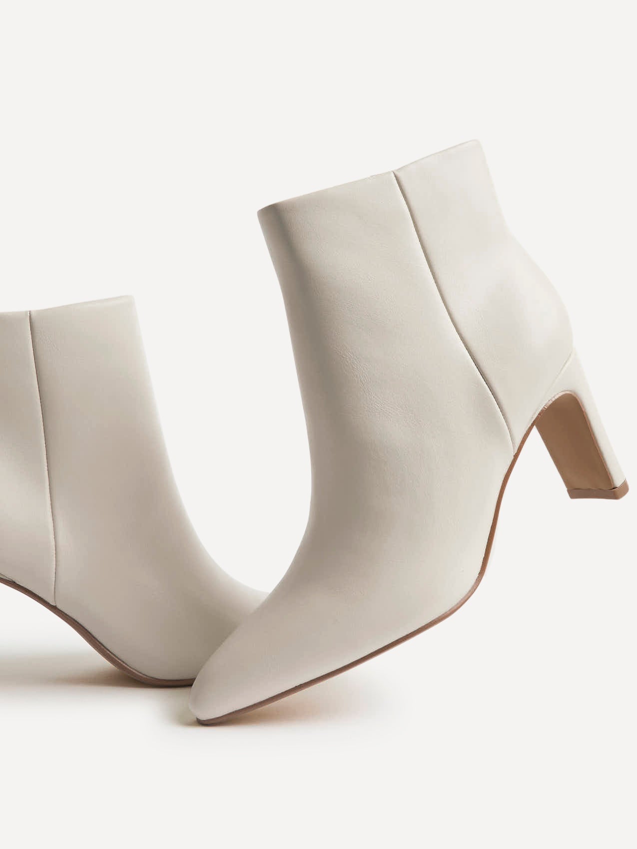 Alisha Ivory Faux Leather Heeled Ankle Boot