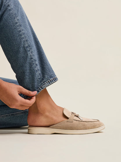 Alix Mocha Faux Suede Slip On Mules