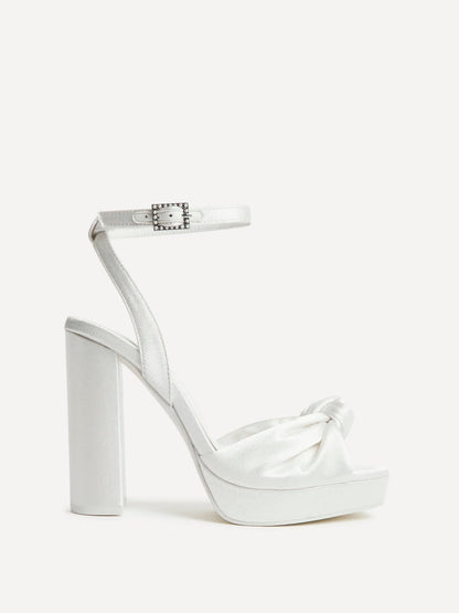 Altar Bridal Ivory Satin Platform Heeled Sandals