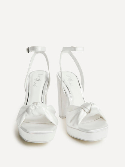 Altar Bridal Ivory Satin Platform Heeled Sandals