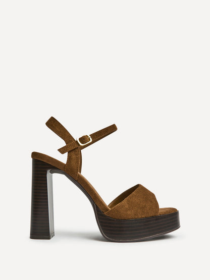 Alto Brown Platform Heeled Sandals