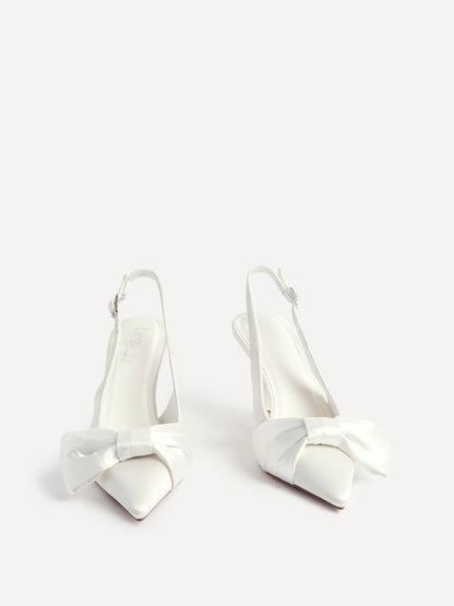 Always Bridal Ivory Satin Bow Court Heels