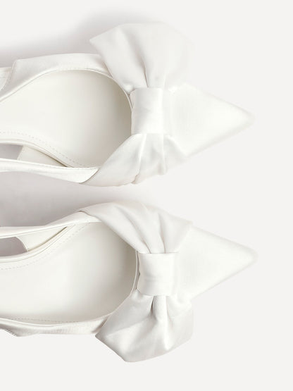 Always Bridal Ivory Satin Bow Court Heels