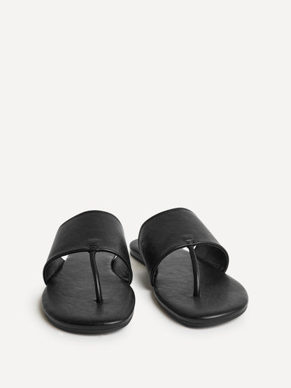 Amara Black Flat Sandals