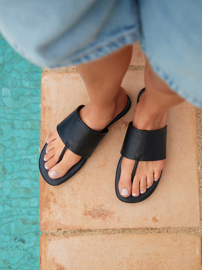 Amara Black Flat Sandals