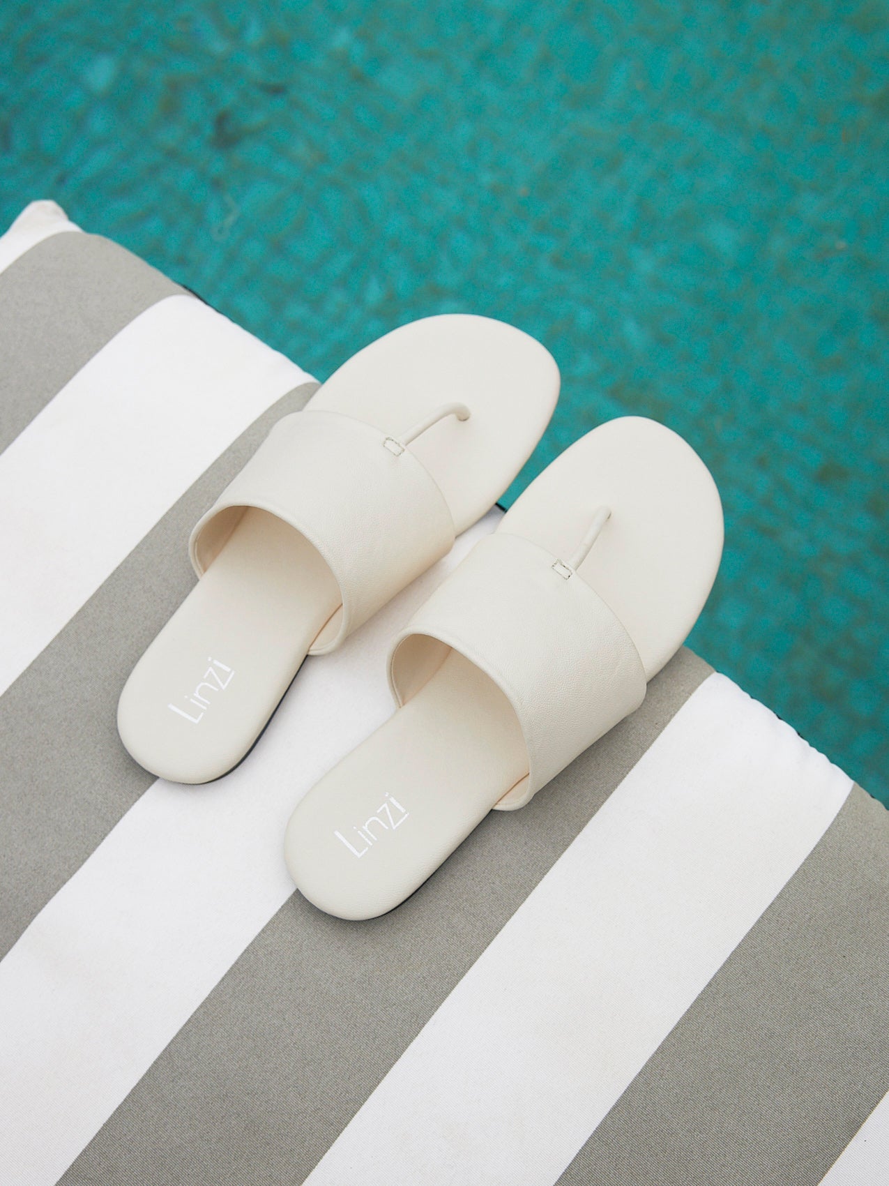 Amara Ivory Flat Sandals