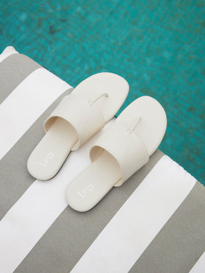 Amara Ivory Flat Sandals