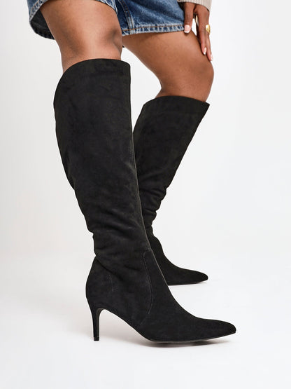 Ambition Black Long Stiletto Heeled Boots