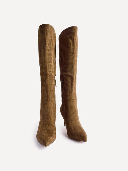 Ambition Sand Long Stiletto Heeled Boots