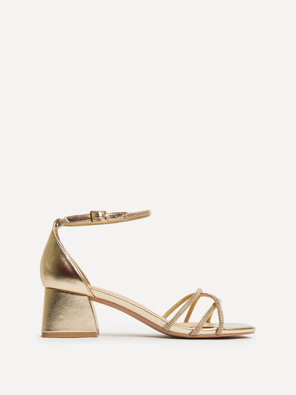 Amour Gold Diamante Heeled Sandals