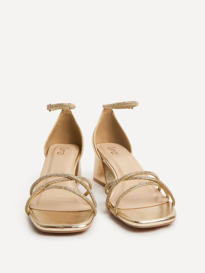 Amour Gold Diamante Heeled Sandals