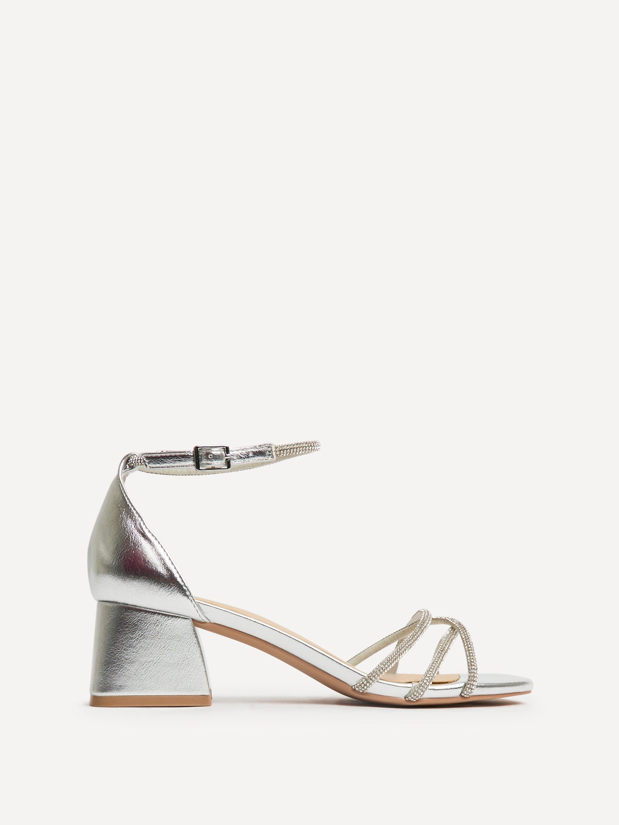 Amour Silver Diamante Heeled Sandals