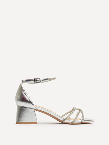 Amour Silver Diamante Heeled Sandals