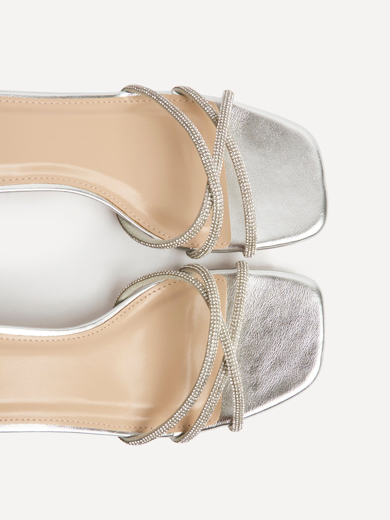Amour Silver Diamante Heeled Sandals