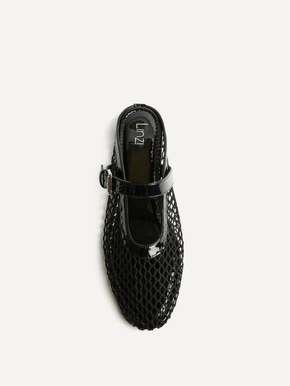 Anessa Black Mesh Mules