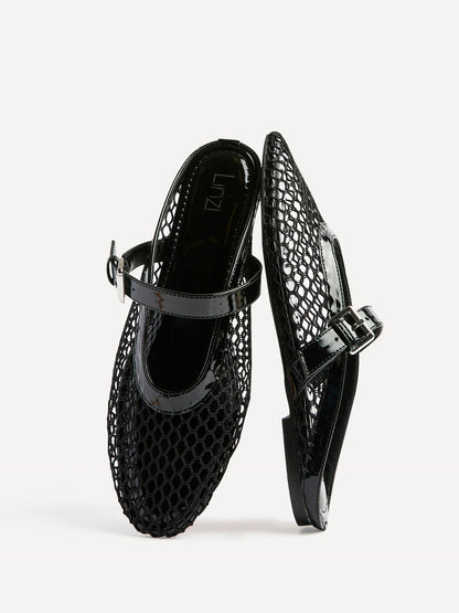 Anessa Black Mesh Mules