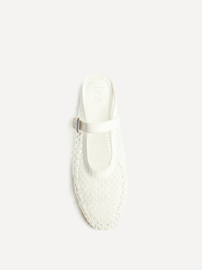 Anessa White Mesh Mules