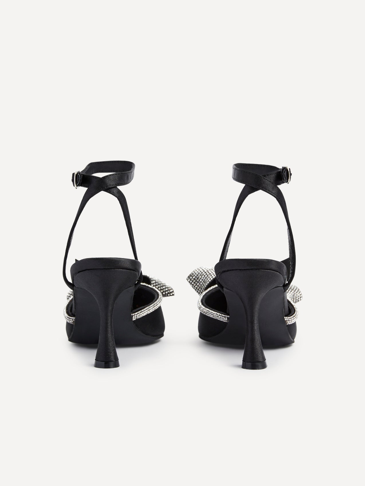 Angela Black Satin Bow Heels