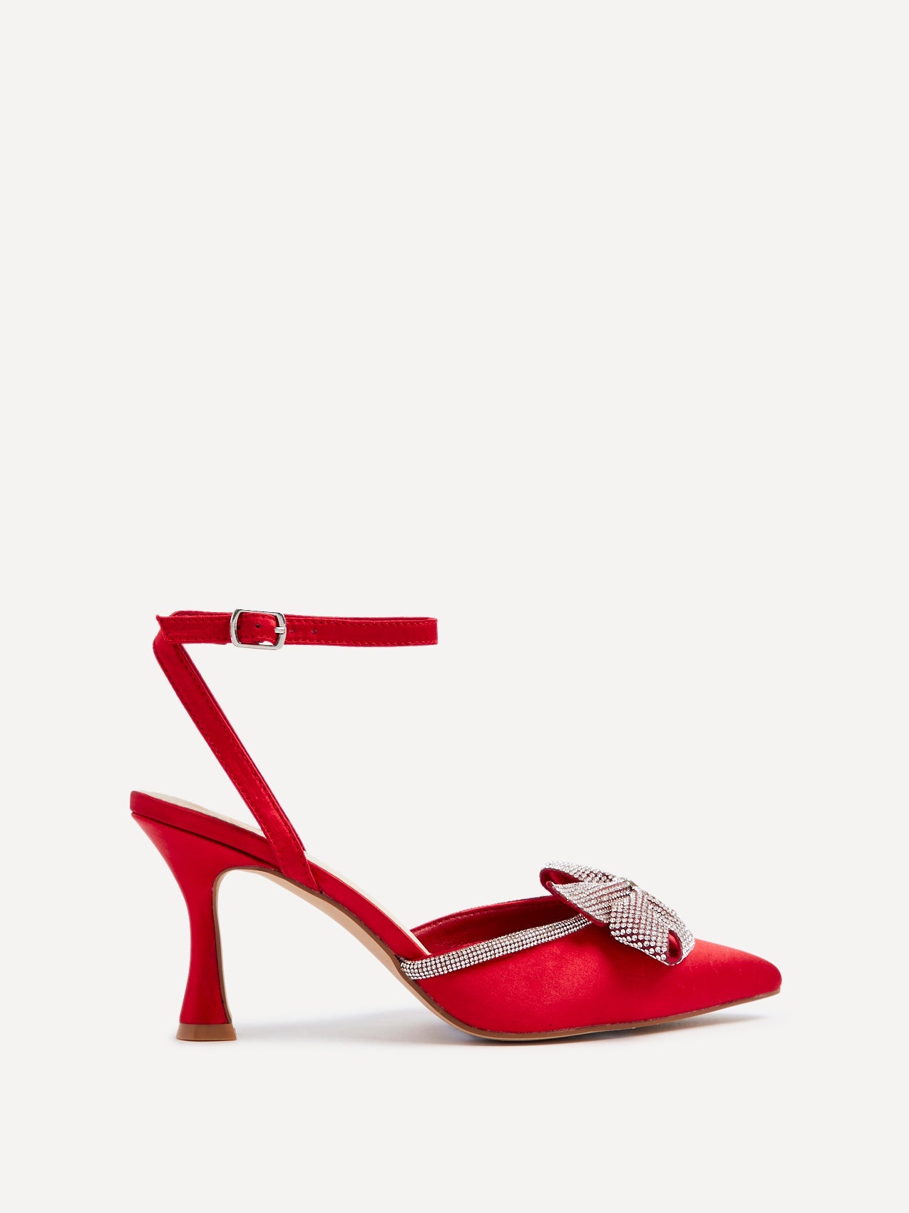 Angela Red Satin Bow Heels