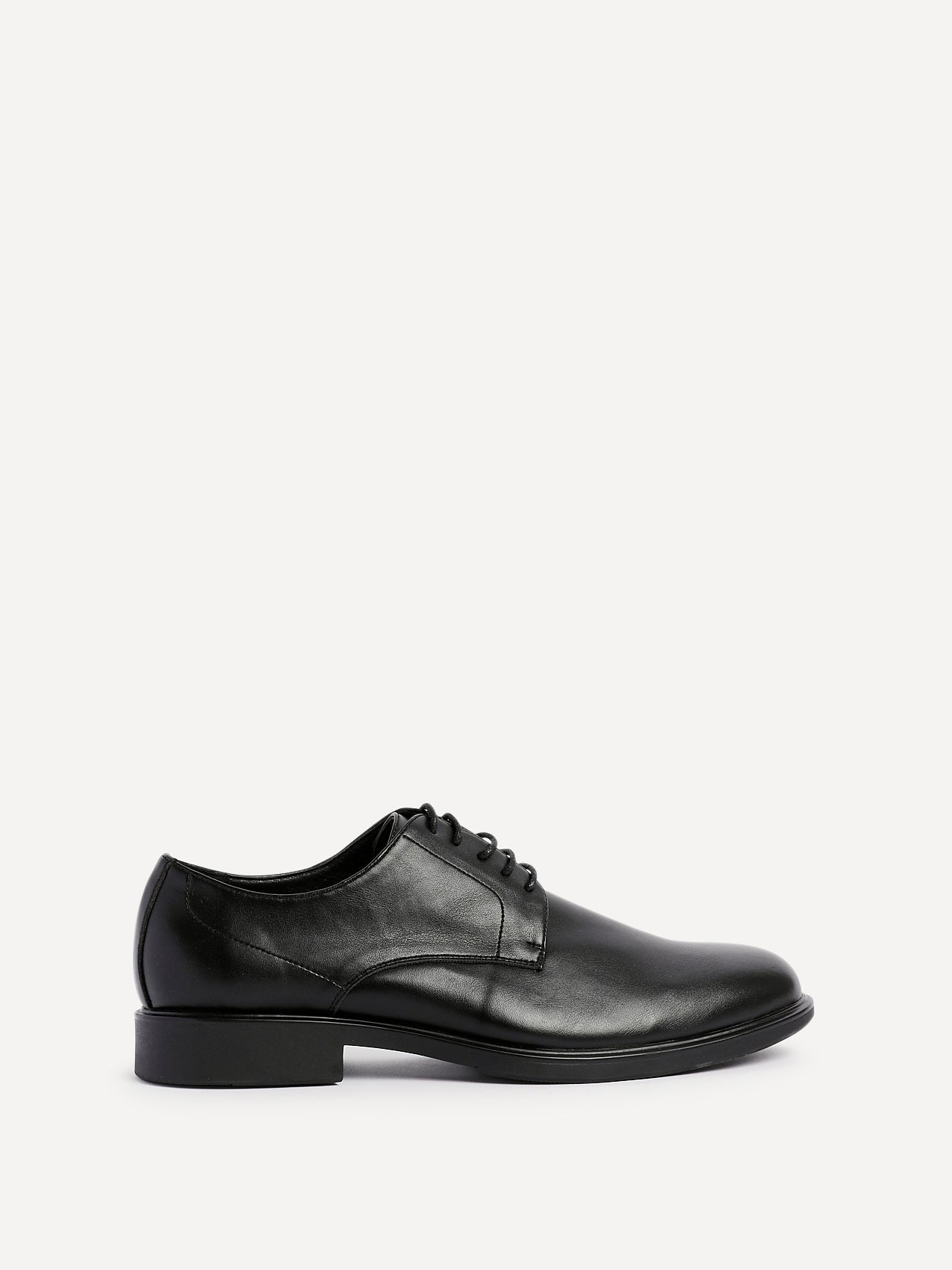 Angelo Mens Black Faux Leather Lace-Up Shoes