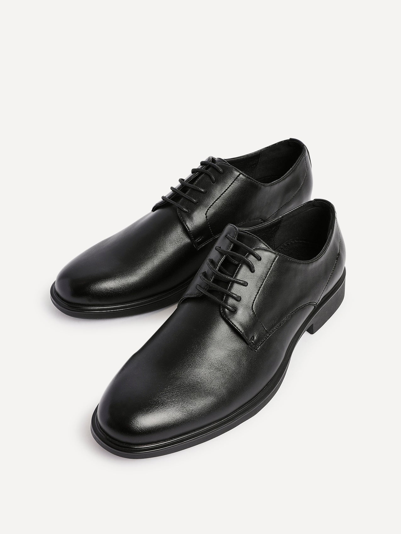 Angelo Mens Black Faux Leather Lace-Up Shoes